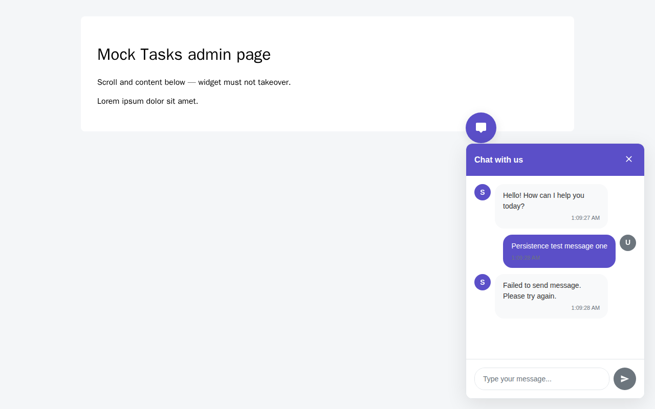 A conversation in the webchat bridge tied to a stable per-Tasks-user identity.